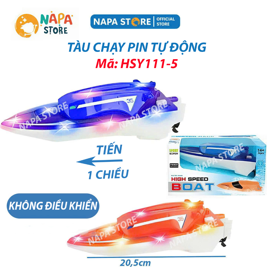 Thuyền Điều Khiển Từ Xa Cho Bé, Đồ Chơi Dưới Nước RC Tàu Cao Tốc, Chạy Pin, Có Đèn LED, Chống Nước