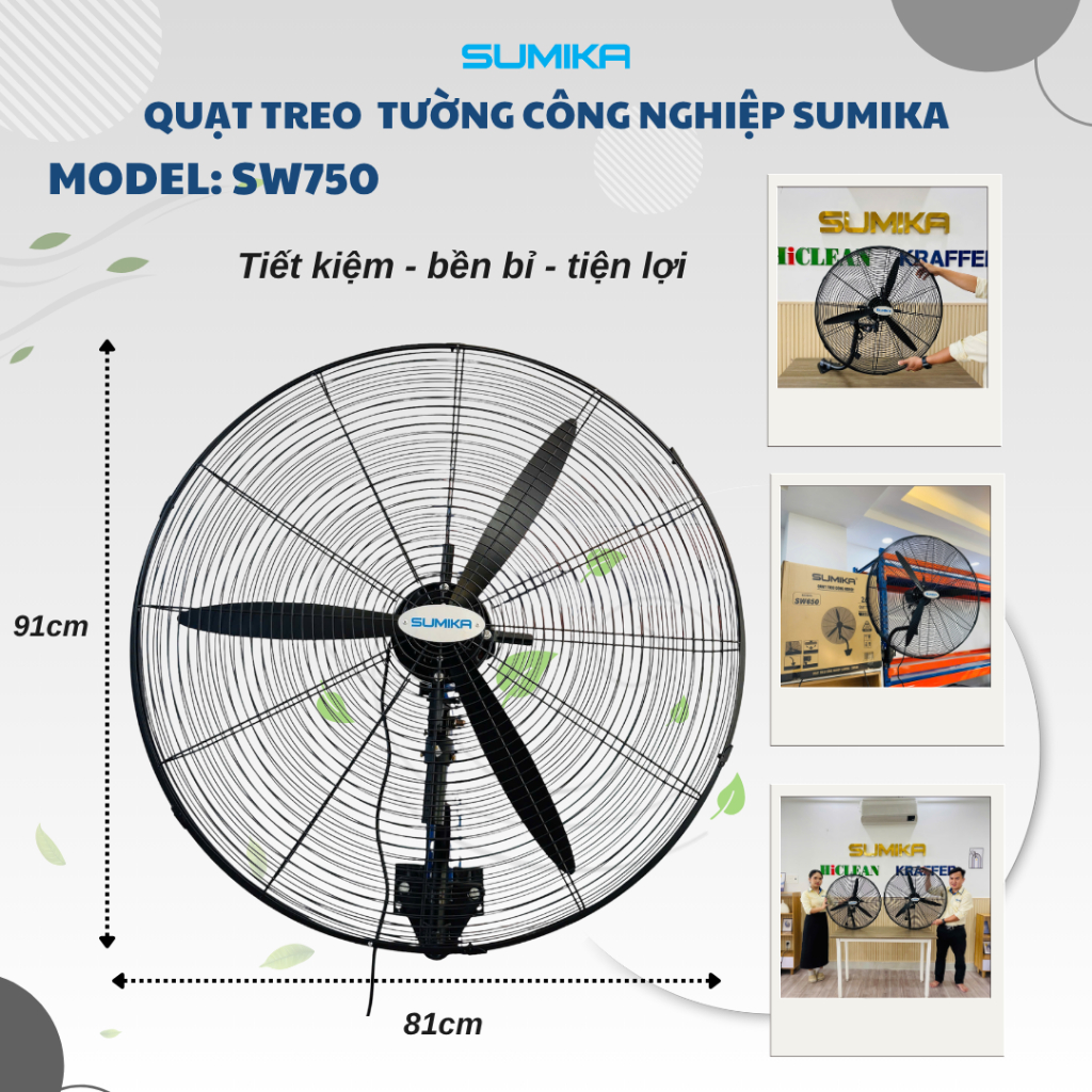 SUMIKA Quạt Treo Công Nghiệp SW750, Công Suất 180W, Lưu Lượng Gió 25.000 m³/h, 3 Tốc Độ | BigBuy360 - bigbuy360.vn