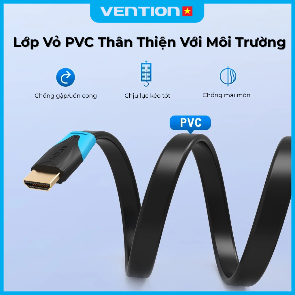 Dây Cáp HDMI 4K 60Hz Vention Hỗ Trợ Truyền Video Âm Thanh Sắc Nét, Kết Nối TV, Máy Tính, Màn Hình Hình Ảnh Siêu Thực