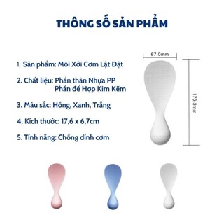 Muôi Xới Cốm Lật Đật Thông Minh -Vá Xới Cơm Chống Dính, Chịu , Không Đổ Trên Mọi Bề Mặt - Dễ Vệ Sinh, Hạt Vân 3D