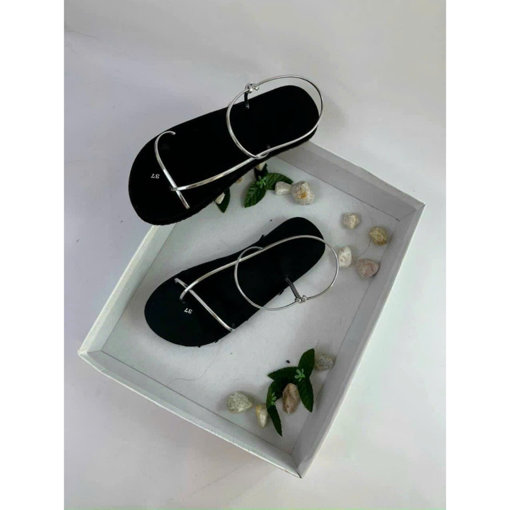 Sandal Nữ Quai Mảnh Ánh Kim – Dép Nữ Thời Trang Hàn Quốc, Tôn Dáng, Êm Chân