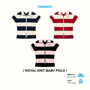Áo Baby Polo CEMMERY Vải Len Dệt Kim Vặn Thừng Cao Cấp Có Thể Giặt Máy Royal Knit Sọc Ngang Khóa Zip 2 Chiều 3 Màu