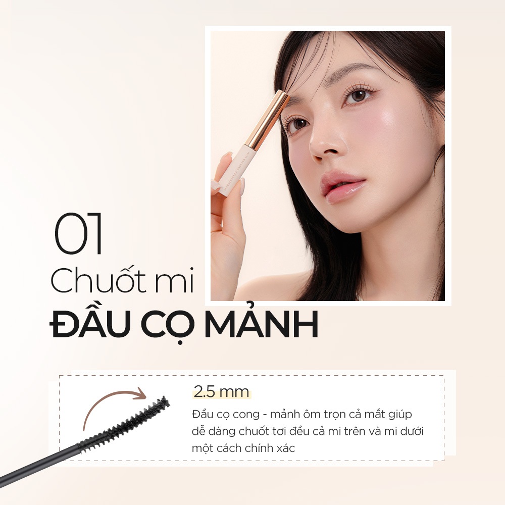 Chuốt Mi Đầu Cọ Mảnh B.O.M Wonderproof Mascara Slim - 4,5G