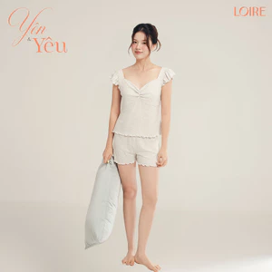Đồ Ngủ Nữ Loire FDMN250327 Chất Cotton Dáng Tay Cánh Tiên, Cổ Tim Nhún