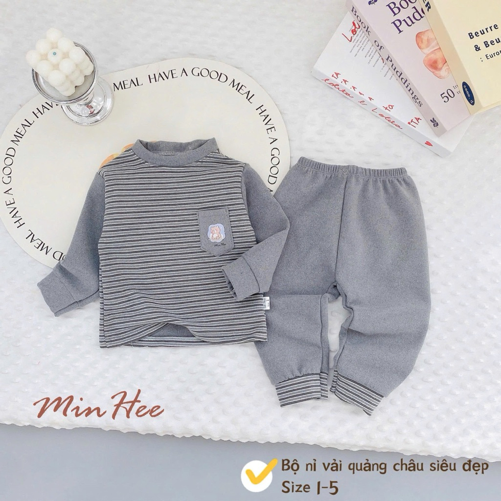 (Hàng đẹp) Bộ nỉ dài tay cao cấp mềm,mịn cho bé trai, bé gái từ 5-15kg