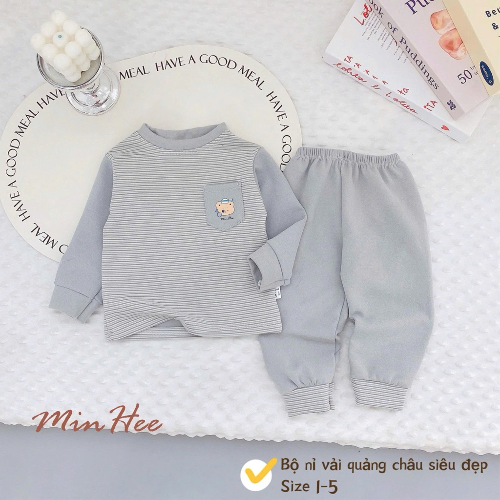 (Hàng đẹp) Bộ nỉ dài tay cao cấp mềm,mịn cho bé trai, bé gái từ 5-15kg