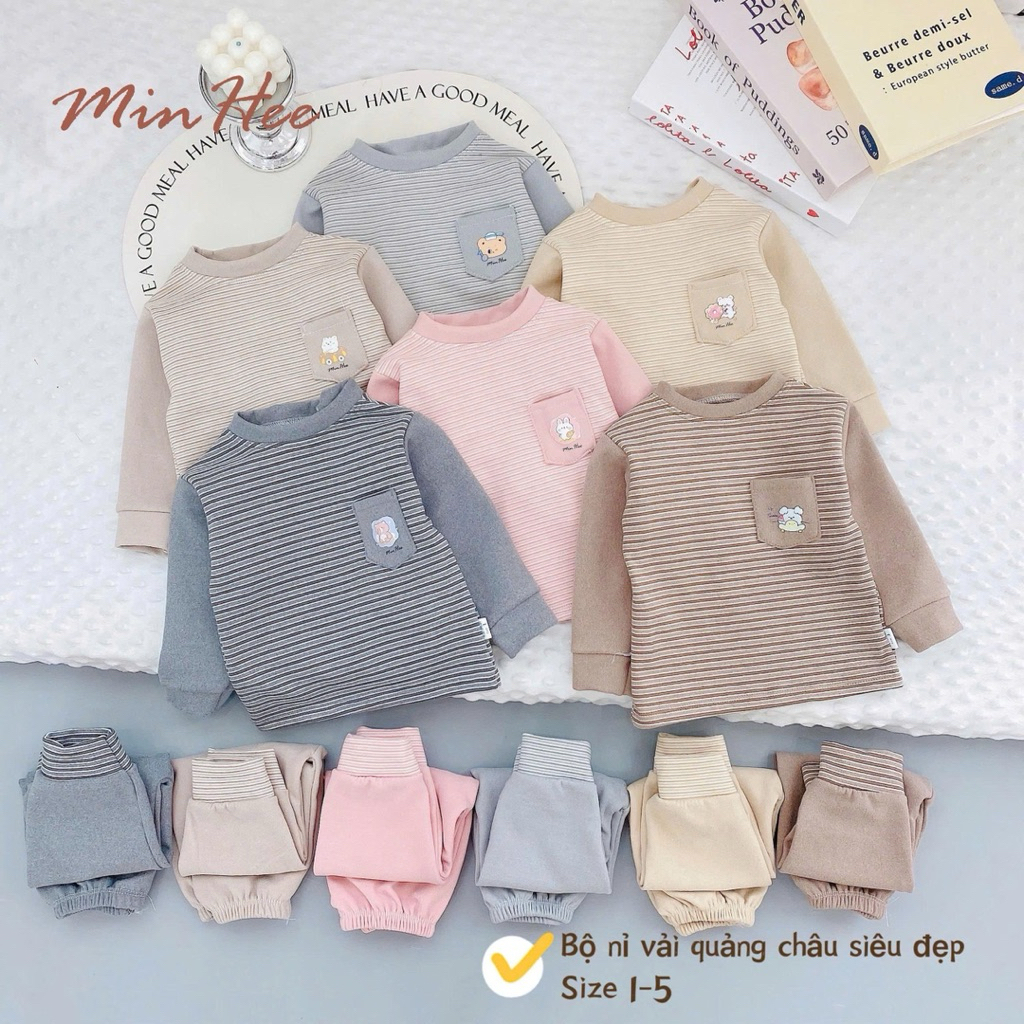 (Hàng đẹp) Bộ nỉ dài tay cao cấp mềm,mịn cho bé trai, bé gái từ 5-15kg