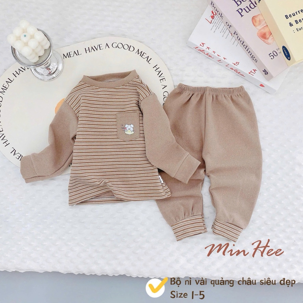 (Hàng đẹp) Bộ nỉ dài tay cao cấp mềm,mịn cho bé trai, bé gái từ 5-15kg