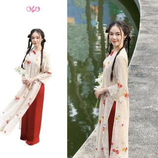 Quần OLV lụa suông ống rộng lưng cao Culottes phù hợp phối áo dài