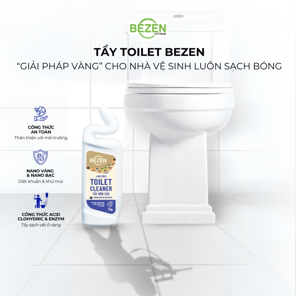 Nước Tẩy Bồn Cầu BEZEN 1kg Hương Quế Diệt Khuẩn Khử Mùi Nhà Vệ Sinh Hiệu Quả Tẩy Sạch Toilet