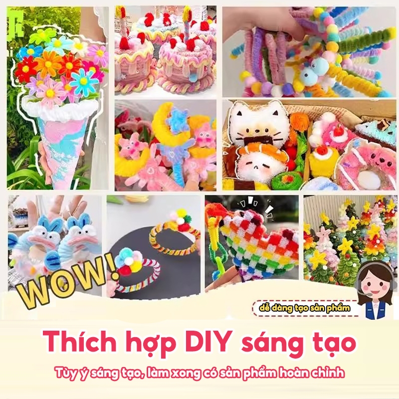 Que Kẽm Nhung Uốn Nắn Handmade – Dây Nhung Dày Nhiều Màu Làm Hoa Và Trang Trí DIY Sáng Tạo