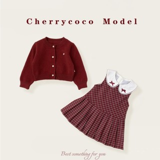 𝑨𝒑𝒓𝒊𝒍 𝒃𝒆́𝒃𝒆́ - CHERRYCOCO Tổng hợp Set Váy Caro Bé Gái Kèm Áo Cardigan Len Đỏ đi chơi Noel, Tết