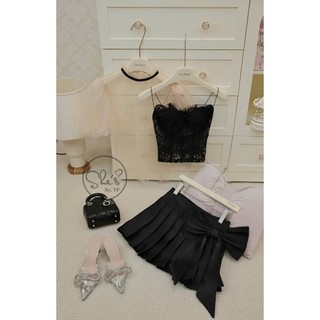 Set 3in1 áo quây cúp ngực mix ren hoa chiết eo kèm nó phối chân váy xếp ly xinh xắn tiểu thư cho nàng - BaoTrang.clothes