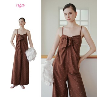 Jumpsuit OLV hai dây dáng suông thắt nơ nữ tính Isadora phù hợp đi chơi đi biển mùa hè