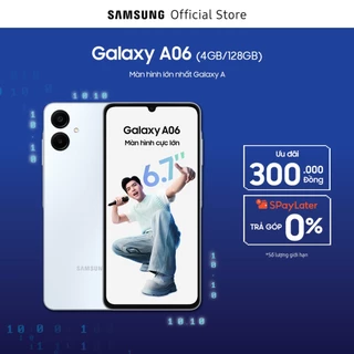 Điện thoại Samsung Galaxy A06 (4GB/128GB), màn hình to rộng 6.7" 60Hz, mỏng nhẹ, hiệu năng mạnh mẽ