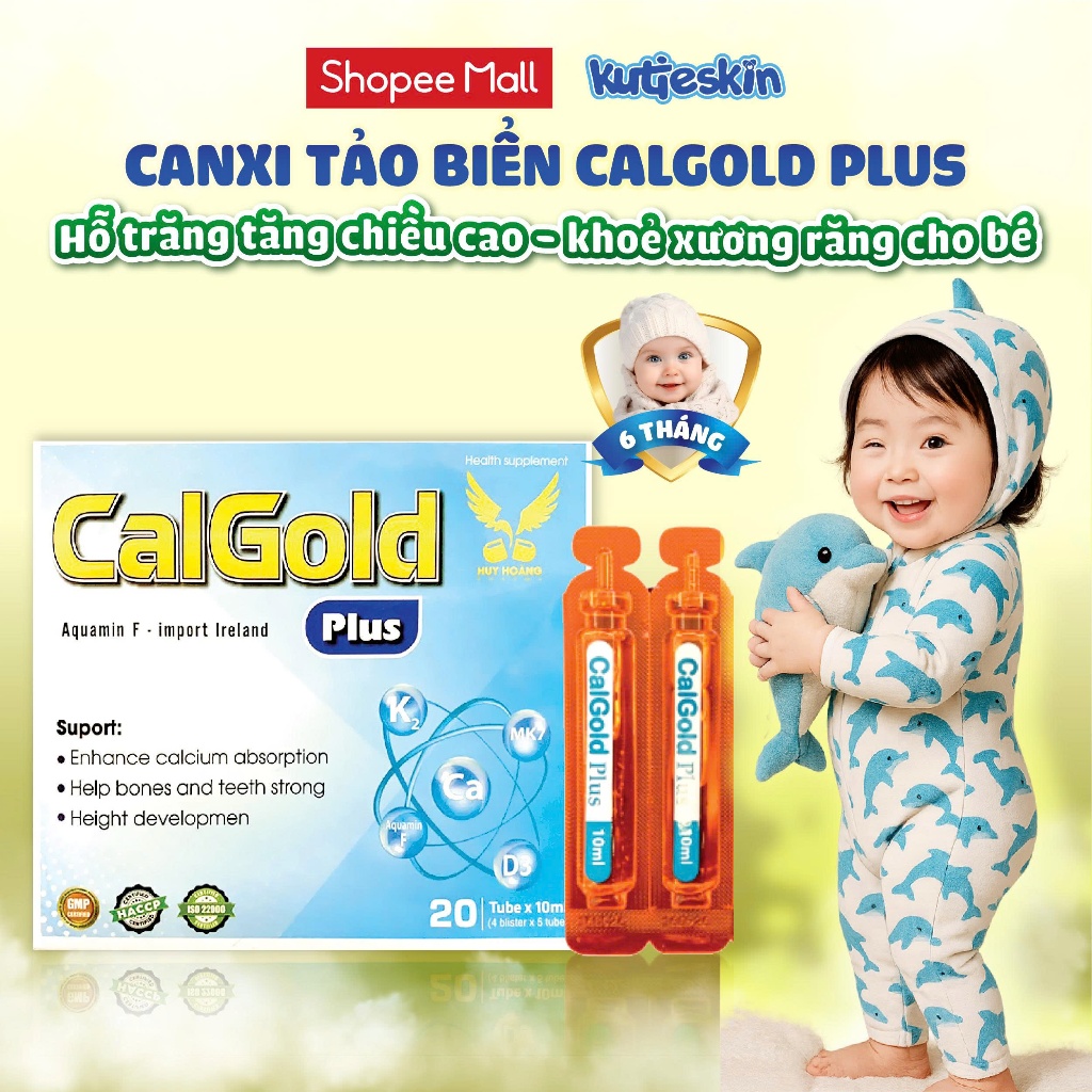 [HÀNG CTY + QUÀ] Canxi hữu cơ tăng chiều cao cho bé Calgold Plus giúp tăng chiều cao, xương răng chắc khỏe (H/20 ống)