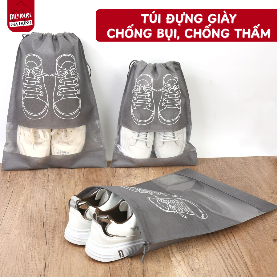 Combo 10 Túi Đựng Giày Dép Du Lịch Có Dây Rút Chống Thấm Nước, Chống Bụi Bẩn