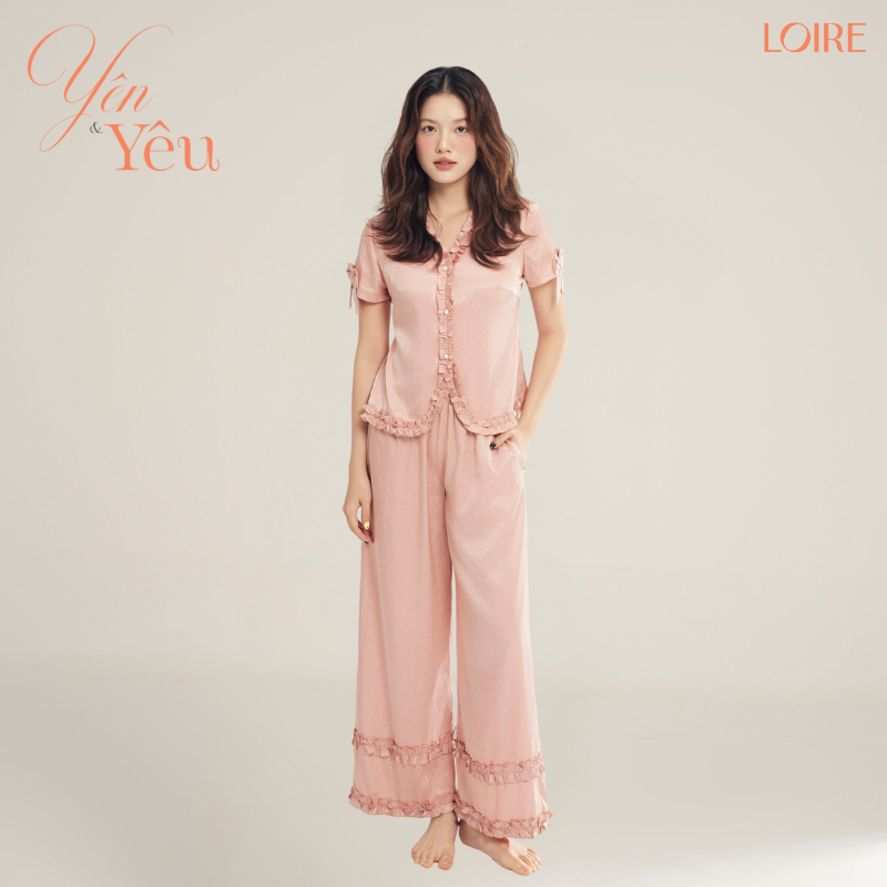 [YÊN&YÊU]Đồ Ngủ Nữ Loire FDMN250320  Lụa Vân Gỗ Tay Ngắn Quần Dài Mặc Nhà Cao Cấp