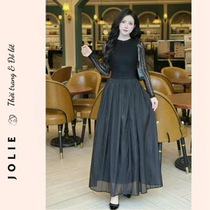 Đầm Maxi Dáng Dài Tay Ren JOLIE - Nét Quyến Rũ Huyền Bí và Thanh Lịch