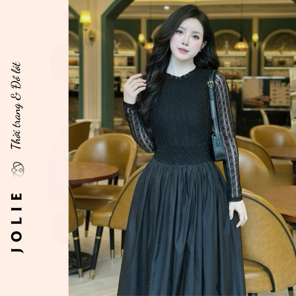Đầm Maxi Dáng Dài Tay Ren JOLIE - Nét Quyến Rũ Huyền Bí và Thanh Lịch