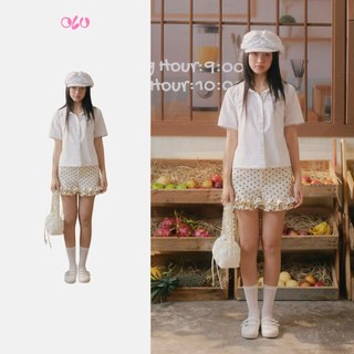 Quần short OLV bèo chấm bi Kaki Polka Dot Ruffle Shorts nhiều màu trẻ trung trendy phù hợp đi chơi