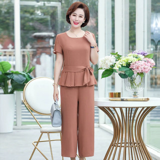 (THANH LÝ LẺ SIZE) Bộ Đồ Thun Nữ Trung Niên Cho Mẹ Đính Cườm Giản Dị AB20