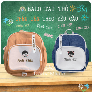 Balo Cho Bé Đi Học THÊU TÊN Theo Yêu Cầu Mang Phong Cách Hàn Quốc, Balo Đựng Sách Dành Cho Bé Mầm Non và Tiểu Học