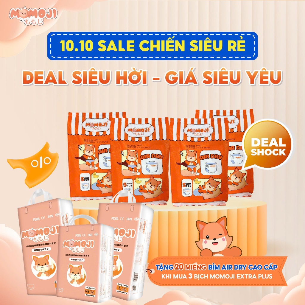 [Quà tặng ê hề] Combo 3 Bịch Tã Bỉm Momoji Siêu thấm hút NB64/S60/M56 ...