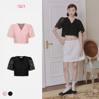 Áo babydoll OLV tay phồng cổ V ren nổi ngọt ngào Rosie nhiều màu phù hợp đi chơi đi hẹn hò