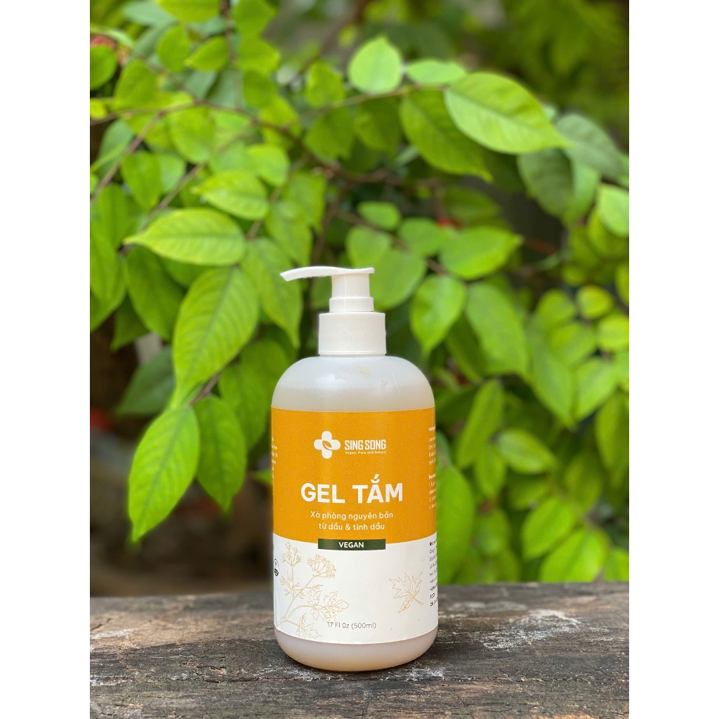 Gel Tắm thảo mộc SingSong Vegan 500ml- không Hương Liệu, an toàn cho da nhạy cảm, Mẹ Bầu mới sinh