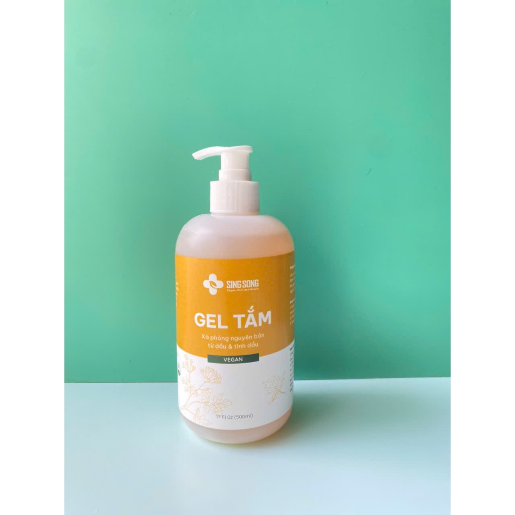 Gel Tắm thảo mộc SingSong Vegan 500ml- không Hương Liệu, an toàn cho da nhạy cảm, Mẹ Bầu mới sinh
