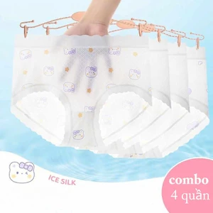Combo 4 quần lót cao cấp cho bé gái, quần tam giác bé gái chất liệu lưới lạnh kháng khuẩn