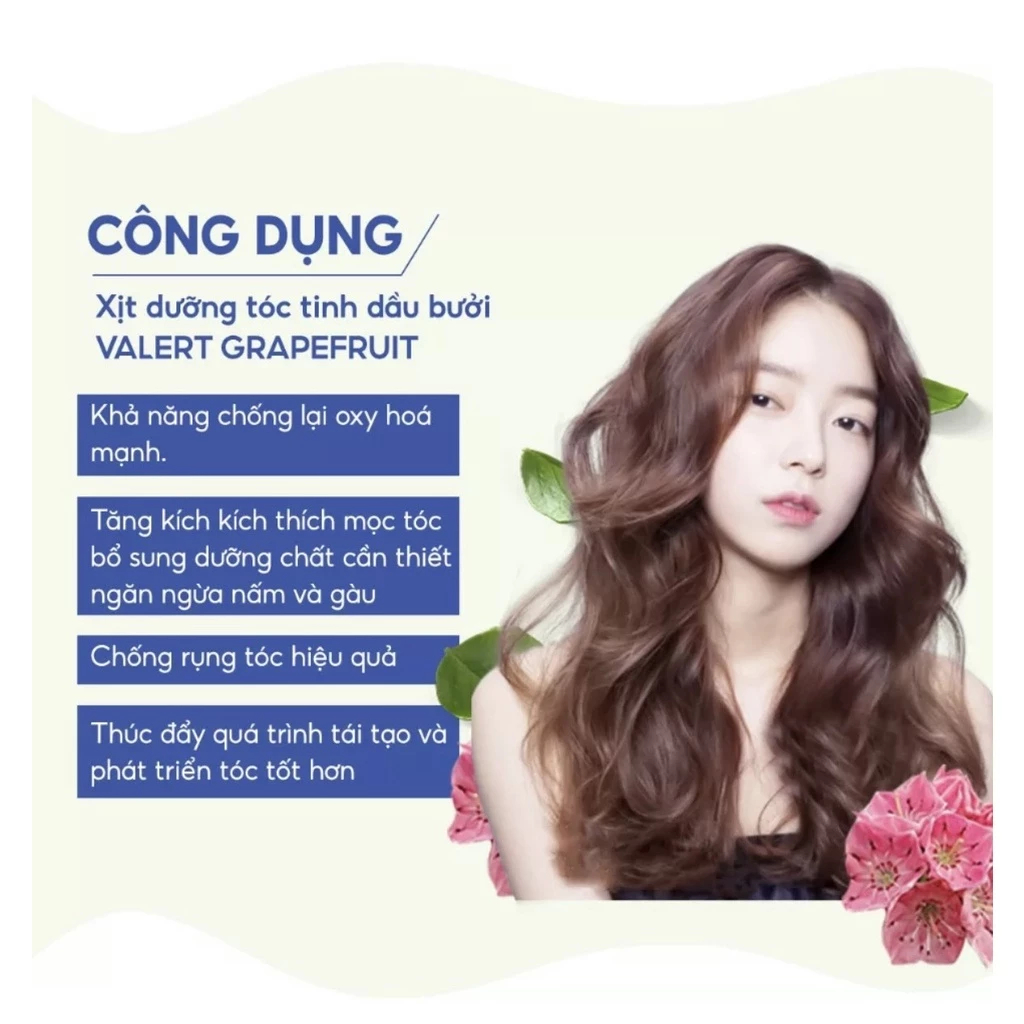 Xịt dưỡng tóc tinh dầu bưởi valert grapefruit 220ml ngừa rụng tóc kích mọc tóc hiệu quả