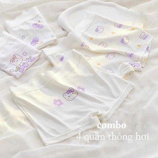 [P04 Su lạnh siêu co giãn] Combo 4 quần su lạnh kháng khuẩn cao cấp cho bé gái, quần chíp đùi thông hơi cho bé 14-49kg