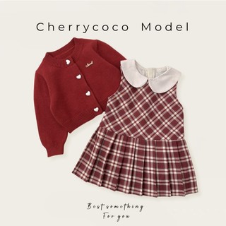 𝑨𝒑𝒓𝒊𝒍 𝒃𝒆́𝒃𝒆́ - CHERRYCOCO Tổng hợp Set Váy Caro Bé Gái Kèm Áo Cardigan Len Đỏ đi chơi Noel, Tết