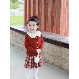 𝑨𝒑𝒓𝒊𝒍 𝒃𝒆́𝒃𝒆́ - CHERRYCOCO Tổng hợp Set Váy Caro Bé Gái Kèm Áo Cardigan Len Đỏ đi chơi Noel, Tết