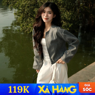 Áo khoác dạ nữ Forgirl áo khoác phối viền tay dáng ngắn croptop mùa thu đông T007