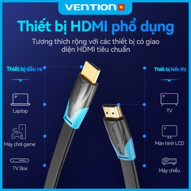 Dây Cáp HDMI 4K 60Hz Vention Hỗ Trợ Truyền Video Âm Thanh Sắc Nét, Kết Nối TV, Máy Tính, Màn Hình Hình Ảnh Siêu Thực