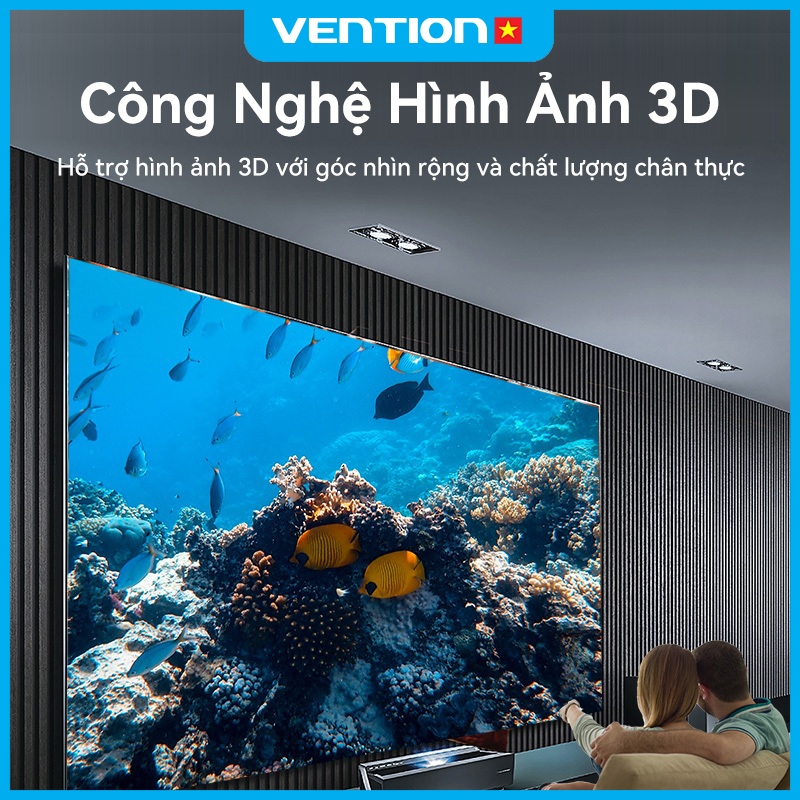 Cáp HDMI 2.0 Vention 4K 60Hz, Tốc Độ 18Gbps, Hỗ Trợ ARC HDCP 2.2, Đầu Cắm Mạ Vàng Dùng Cho TV PC PS4 Siêu Nét Chân Thực