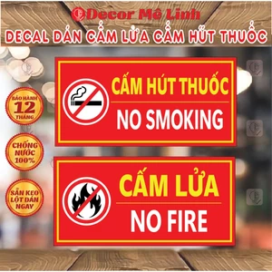 Decal Cấm Hút Thuốc, Cấm Lửa Dùng Cho Công Ty, Cửa Hàng, Shop🌈 Freeship - Chống Nước - Bóc Ra Dán Liền !!!