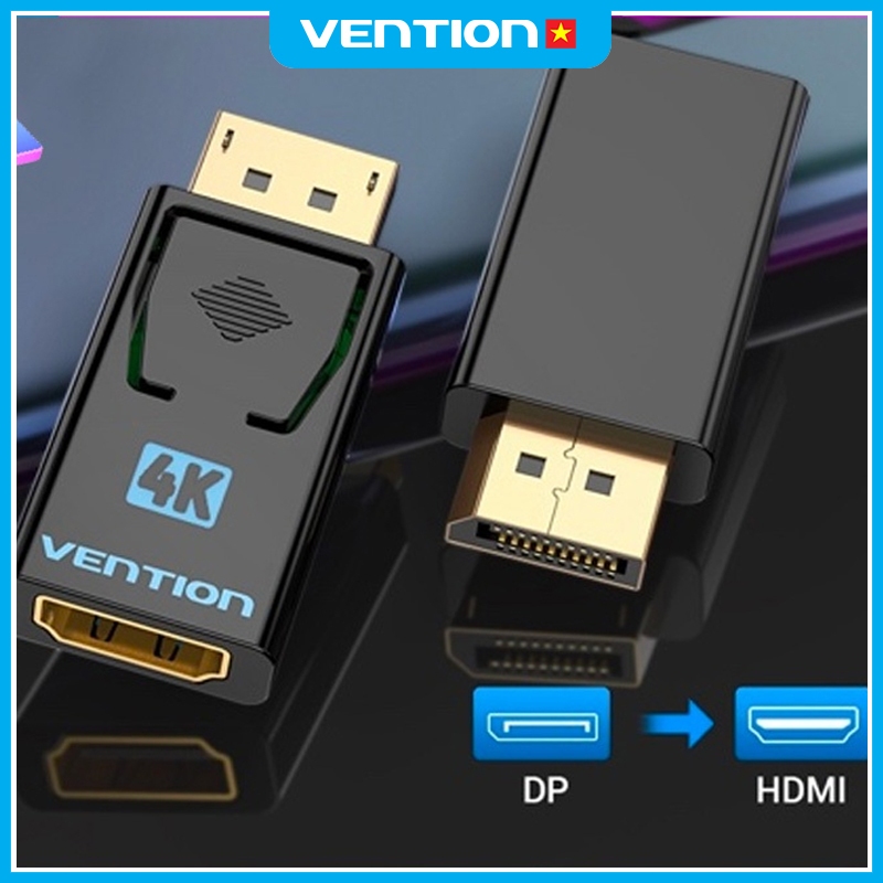 Đầu Chuyển DisplayPort Sang HDMI Vention Hỗ Trợ Độ Phân Giải 1080p 60Hz, Đầu Mạ Vàng Vỏ PVC Bền Chắc Hình Ảnh Sắc Nét