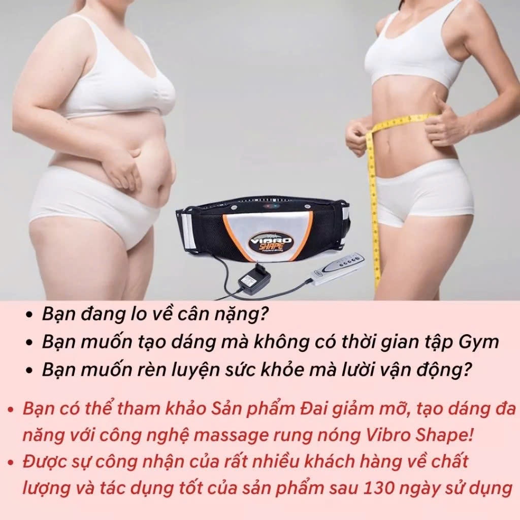 Đai Massage Tập Bụng Rung Nóng Giảm Mỡ Nhanh, Máy Mát Xa Đốt Mỡ Toàn Thân Bắp Tay Chân VibroShape