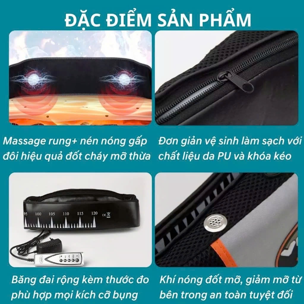 Đai Massage Tập Bụng Rung Nóng Giảm Mỡ Nhanh, Máy Mát Xa Đốt Mỡ Toàn Thân Bắp Tay Chân VibroShape