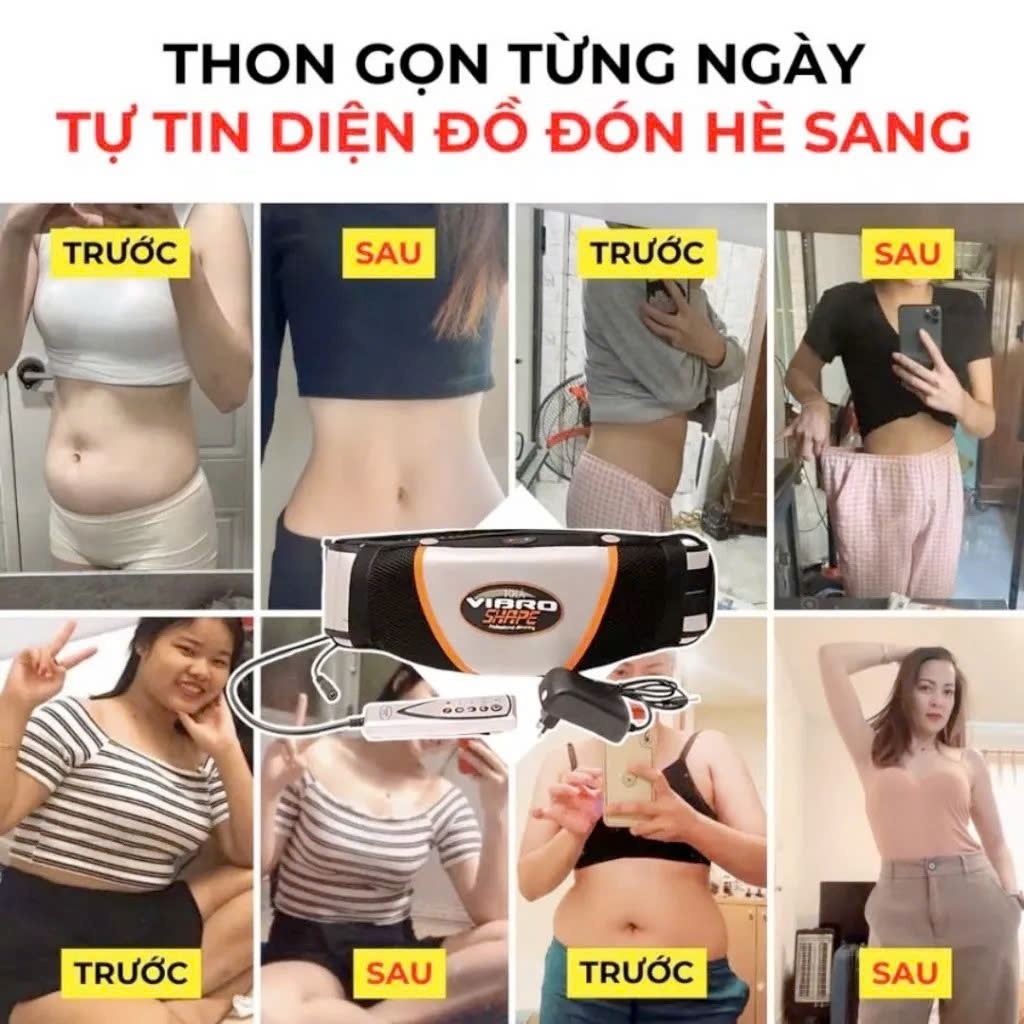 Đai Massage Tập Bụng Rung Nóng Giảm Mỡ Nhanh, Máy Mát Xa Đốt Mỡ Toàn Thân Bắp Tay Chân VibroShape