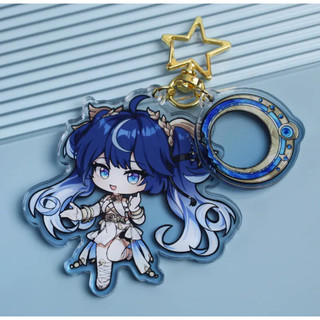 Wuthering Waves IUNO Acrylic Keychain - Chibi Character with Star Charm Decor for Bag Keys Gift, Gaming Fan Gifts, Hallo