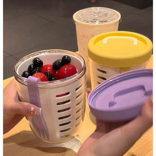 Salad Cup- Cốc Đựng Salad, Trái Cây 2 Lớp Có Nĩa, Cốc Salad Di Động -TotoMoo.homedecor
