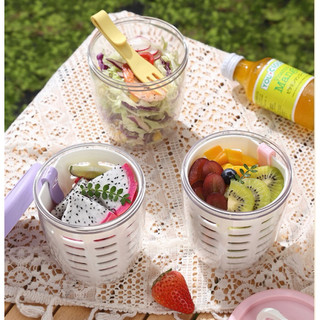 Salad Cup- Cốc Đựng Salad, Trái Cây 2 Lớp Có Nĩa, Cốc Salad Di Động -TotoMoo.homedecor