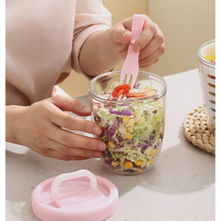 Salad Cup- Cốc Đựng Salad, Trái Cây 2 Lớp Có Nĩa, Cốc Salad Di Động -TotoMoo.homedecor