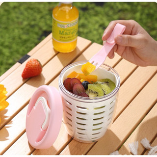 Salad Cup- Cốc Đựng Salad, Trái Cây 2 Lớp Có Nĩa, Cốc Salad Di Động -TotoMoo.homedecor