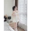 Váy 2 Dây Dáng Xoè Bánh Bèo trắng chấm bi nơ lưng
